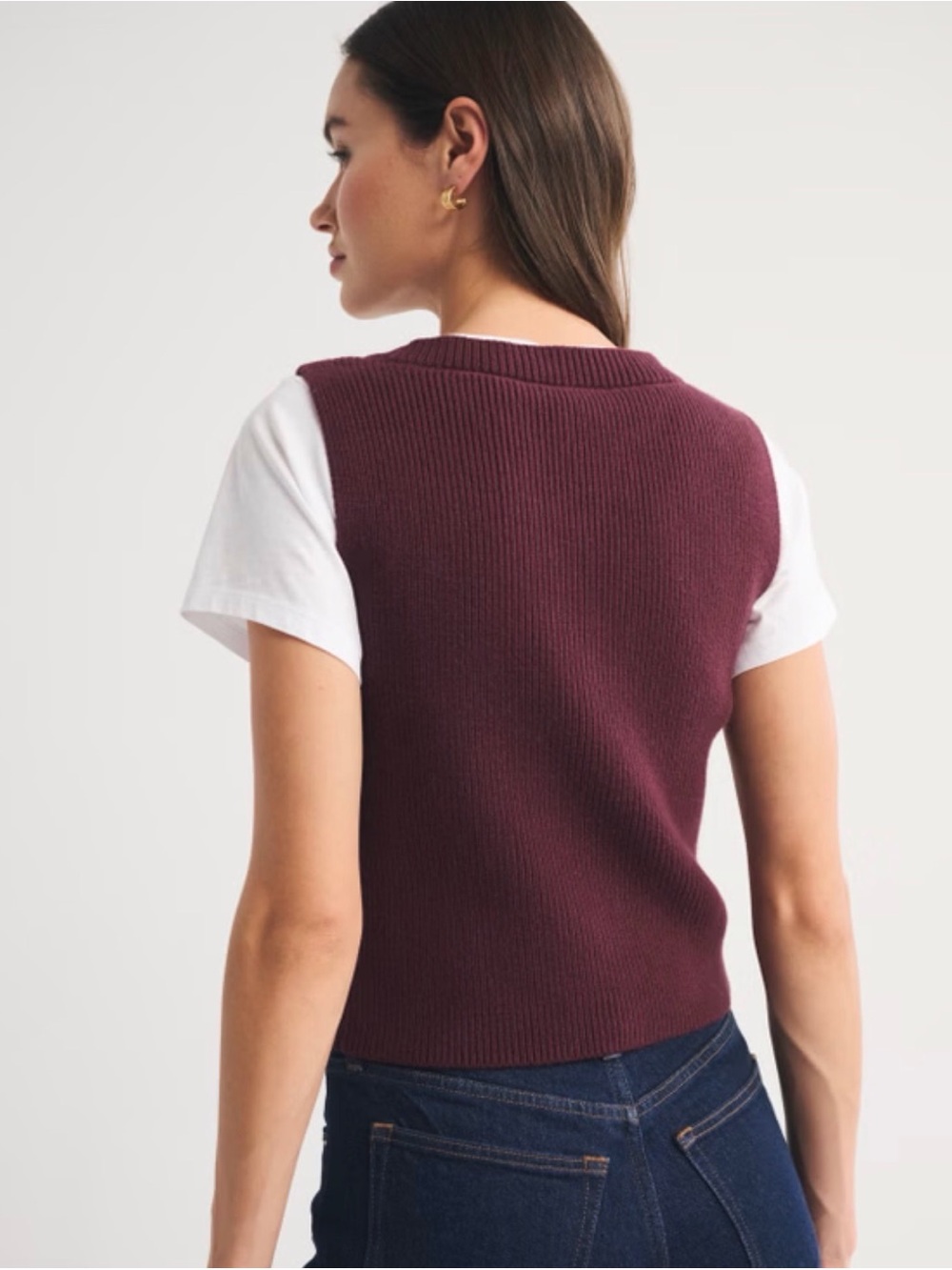 NWT Abercrombie Sleeveless V-Neck Rib Knit Vest - Sz Small - Picture 4 of 9